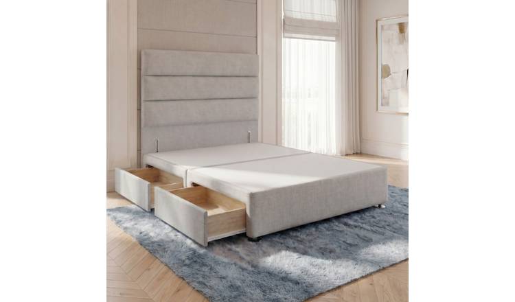 Somnior Regent Linen Small Single 2 Drawer Divan Bed 54" Headboard - Light Grey