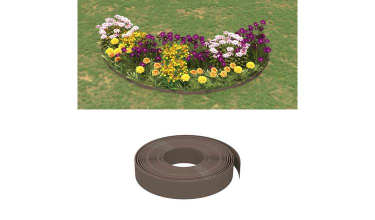 Walplus Polyethylene Garden Edging - Brown - 1000 x 10 cm