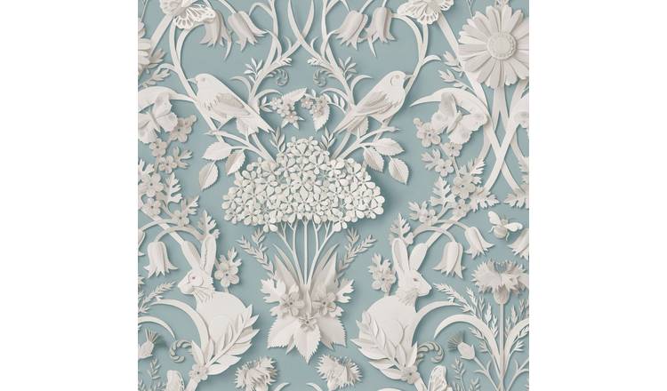 Fine Decor 3D Woodland Wallpaper - Blue