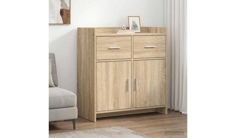 Walplus 2 Drawer Rectangular Sideboard - Sonoma Oak - 75 x 36 x 80 cm