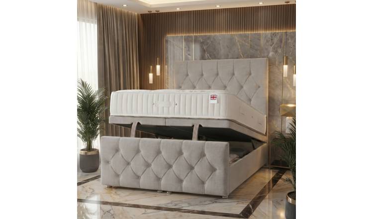 Somnior Chester Linen Single Ottoman Bed with Ortho Mattress - Light Grey