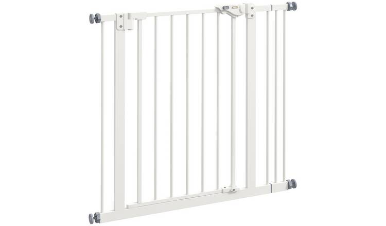 PawHut Pressure Fit 1-Extension Auto Close Dog Gate - 74-87cm - White