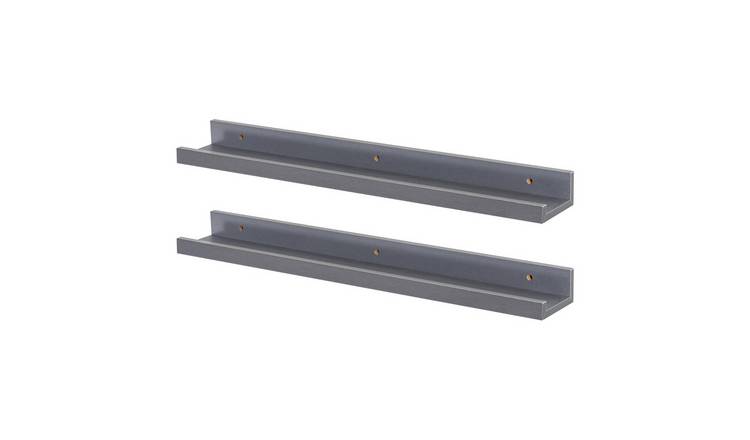 Harbour Housewares Floating Picture Ledge Shelves Set of 2 - Grey