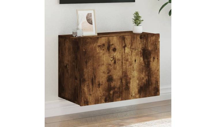 Walplus Wall Mounted Engineered Wood TV Cabinet - Dark Oak - 60 x 30 x 41 cm