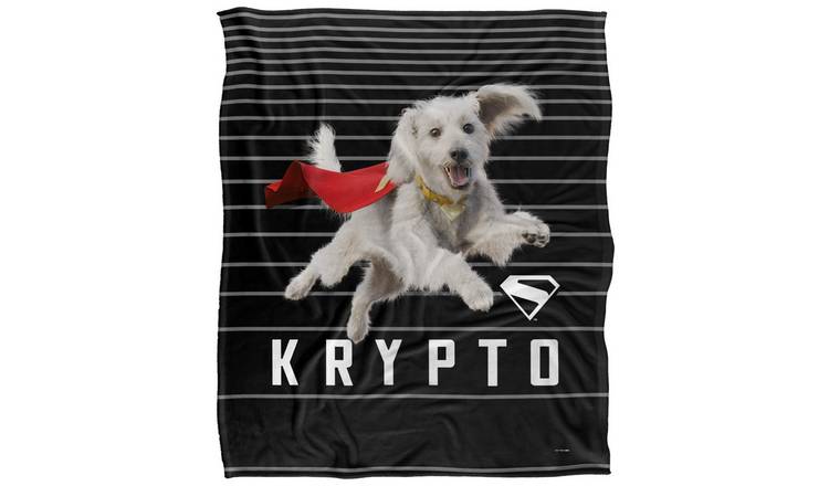 Superman Silky Lines Krypto Supersoft Black & White Blanket - 147cm x 91cm
