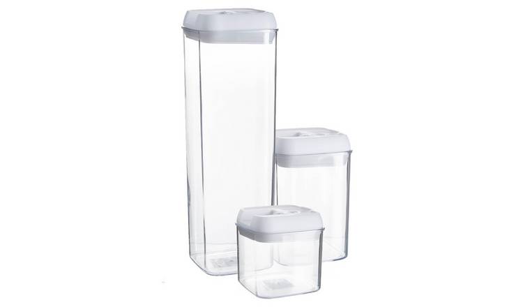 Argon Tableware 3 Piece Flip Lock Plastic Food Storage Containers Set - White