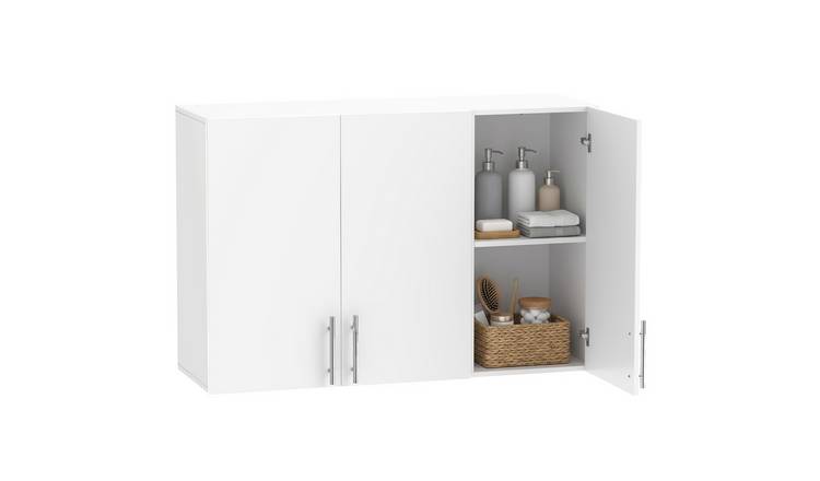 HOMCOM 90 x 31 x 60cm 3 Door High Gloss Bathroom Wall Cabinet – White
