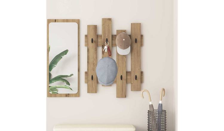 Walplus Engineered Wood Wall-Mounted Coat Rack - Artisan oak - 60 x 3 x 82 cm