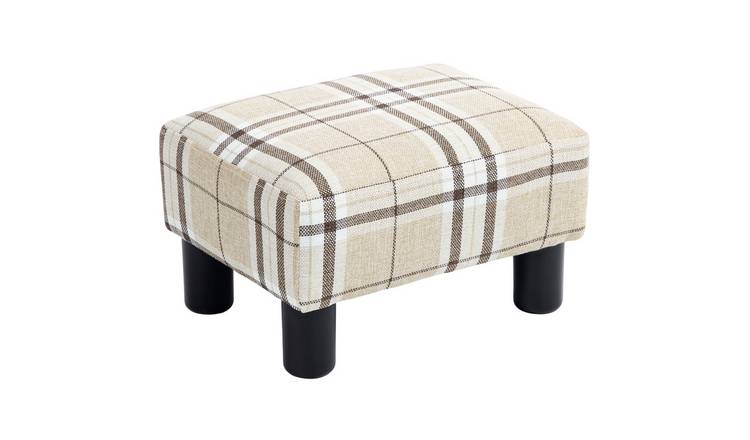 HOMCOM Linen Foot Stool with Wooden Legs - Multi-colored