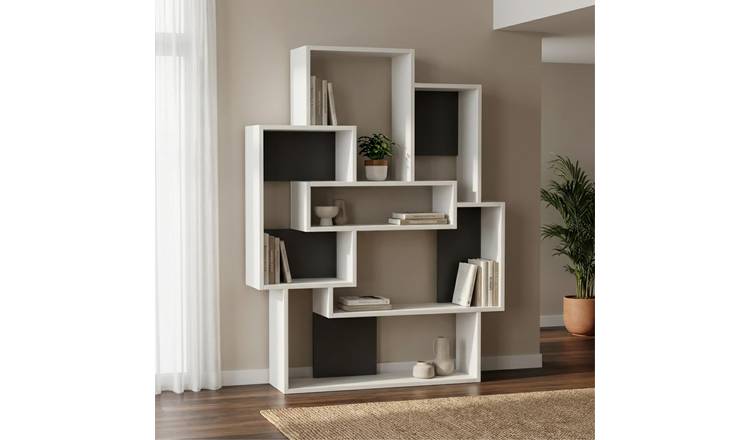 Decortie Barce Particleboard Bookcase - White, Anthracite Grey