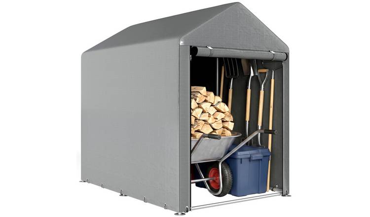Outsunny Portable Garden Storage Shed Tent for Motorbike - Light Grey