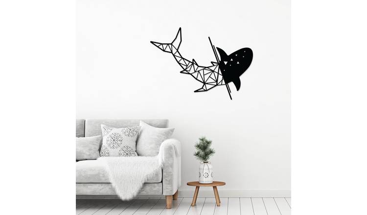 Decortie Metal Wall Art Shark Metal Hanging Decoration - Black