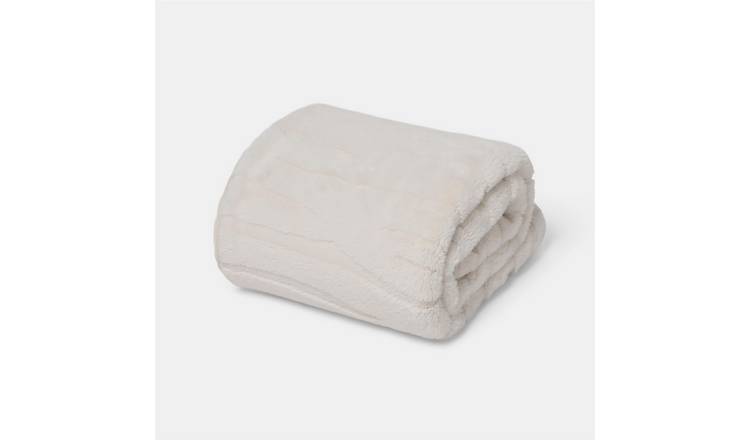 OHS Carved Faux Fur Throw - 120 x 150cm - Stone