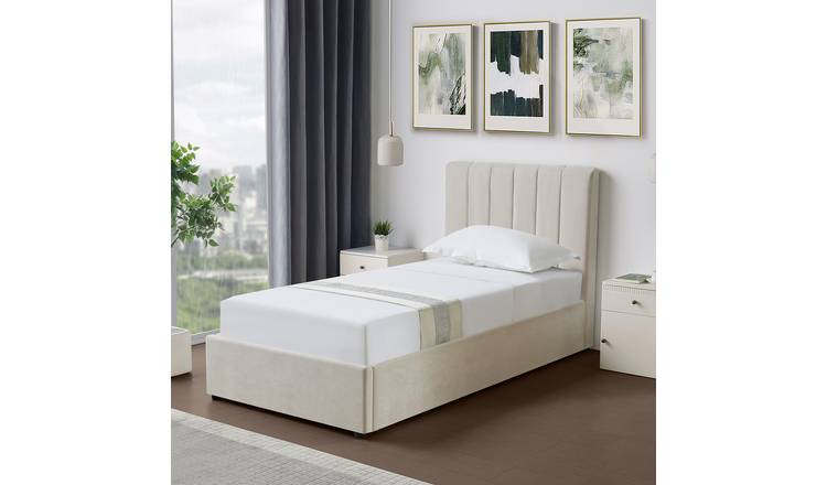 Artemis Home Evelynne Fabric 90cm Single Ottoman Bed with Storage - Beige