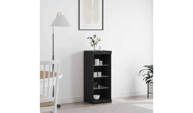Walplus Engineered Wood LED 3 Shelf Sideboard - Black Ash - 41 x 37 x 100 cm