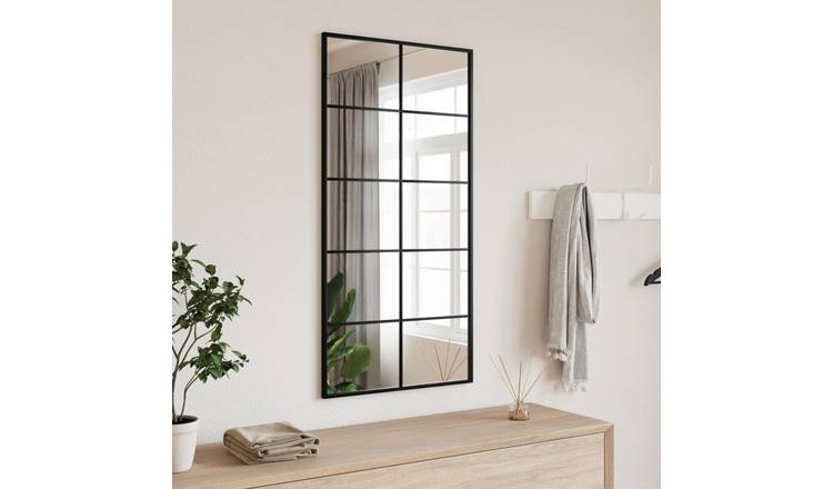 Walplus Iron Wall Mirror Modern Design - Black - 50 x 100 cm