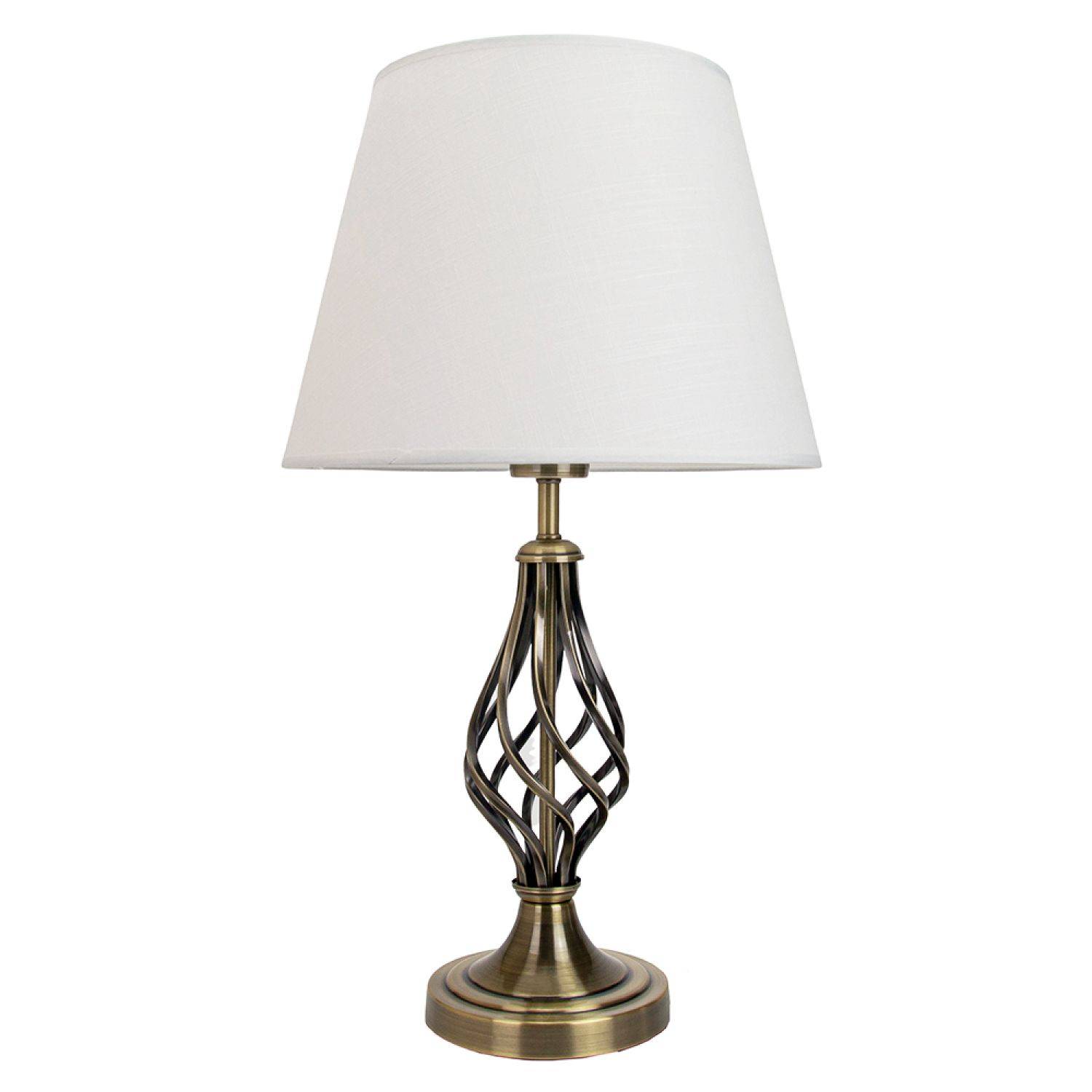 Happy Homewares Antique Brass with Barley Twist Base and Linen Table Lamp - 36cm - Image 2