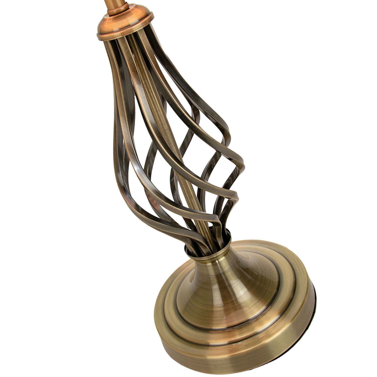 Happy Homewares Antique Brass with Barley Twist Base and Linen Table Lamp - 36cm - Image 3