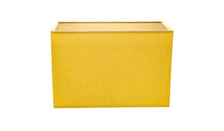 Happy Homewares Mustard Ochre Linen Fabric Rectangular Lampshade - 29cm