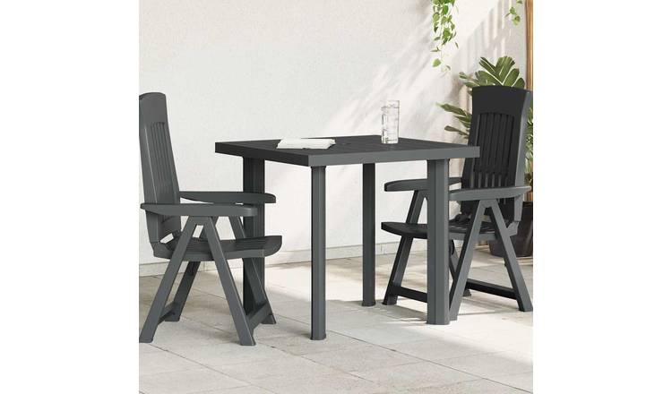 Walplus Plastic Garden Table - Anthracite - 80 x 75 x 72 cm