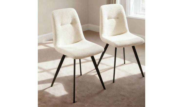 Home Source Ashford Pair of Dining Chairs - Off White