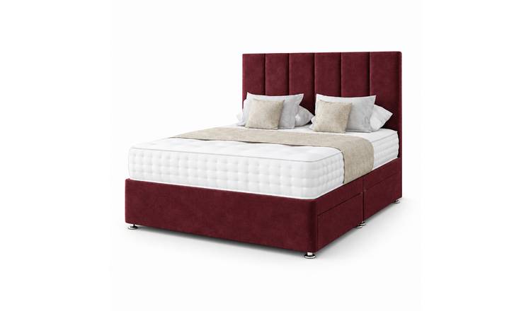 Comfy Deluxe 2ft6 Small Single    Panel    Suede  Divan Bed Set -   Burgundy