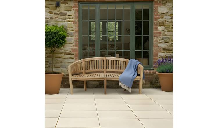 Charles Bentley Teak Curved Bench - Brown