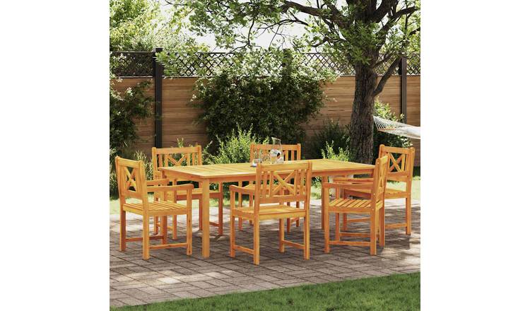 Walplus 7 Piece Garden Dining Set Tall Unit - Brown - 200 x 100 x 74 cm