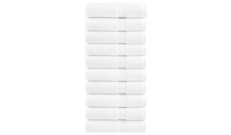 Walplus Pack of 10 Cotton Shower Towels - White - 70 x 140 cm