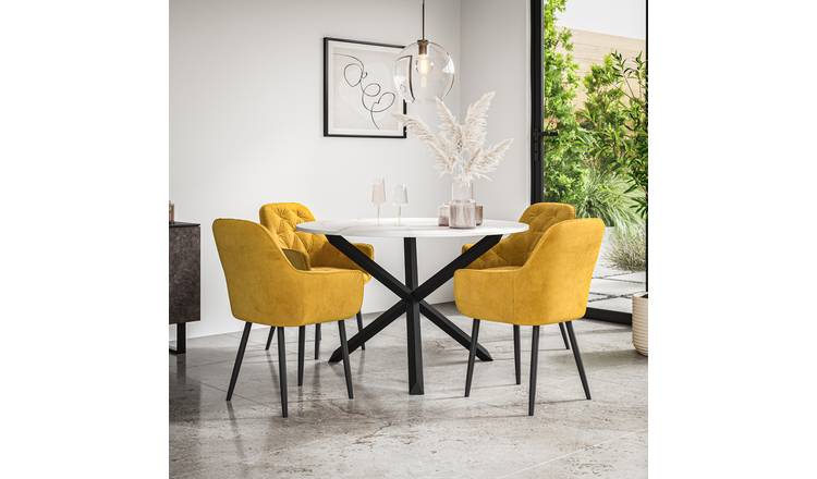 Furniture Online Malvern Anika Oak Table Dining Table & 4 Mustard Chairs