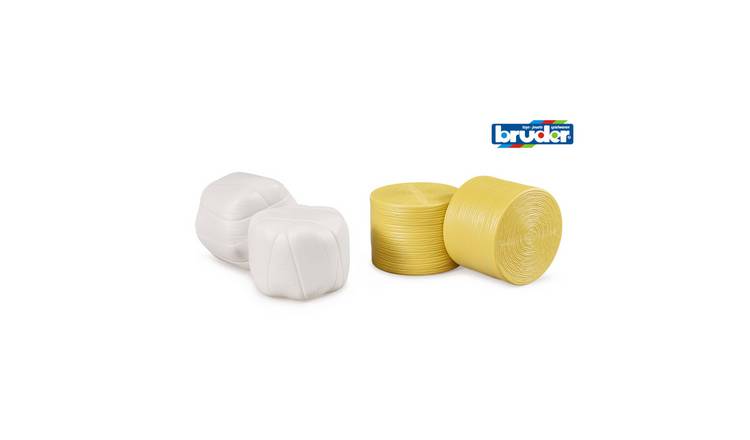 Bruder 1:16 4 Round Hay Bales Set - White/Ochre