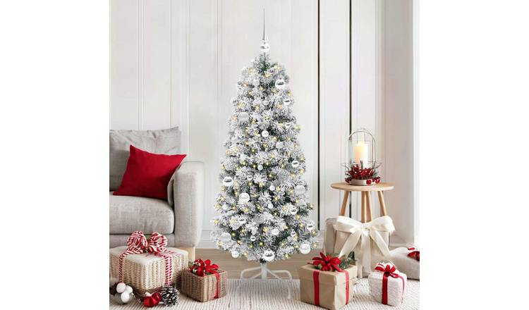 Walplus PVC Hinged Silver Ornaments Artificial Christmas Tree - Green - 150 cm