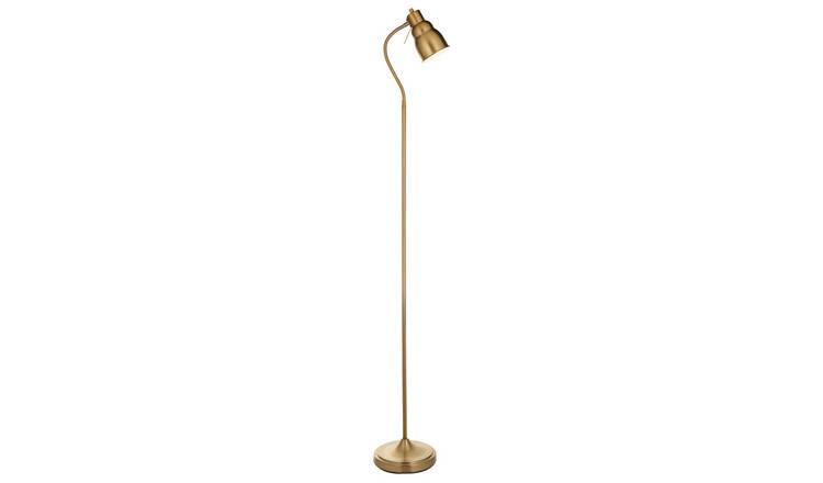 Loops Direct Steel Floor Lamp - Brushed Aged Brass