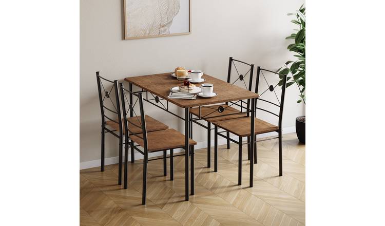 Vida Designs Roslyn 4 Seater Dining Set - Dark Wood