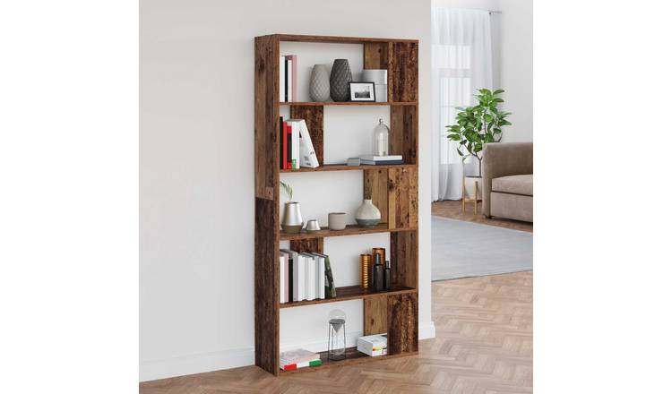 Walplus Engineered Wood Book Cabinet - Dark Wood - 80 x 24 x 159 cm