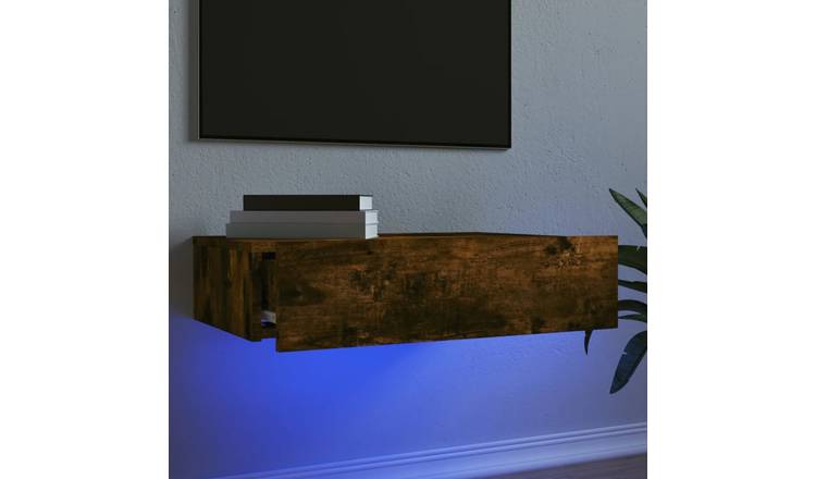 Walplus LED Engineered Wood TV Cabinet - Smoked Oak - 60 x 35 x 15.5 cm
