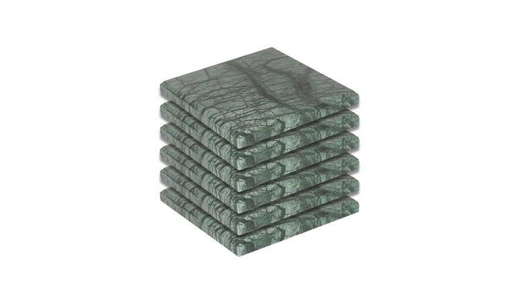 Argon Tableware Square Marble Coasters - Green - Pack of 6