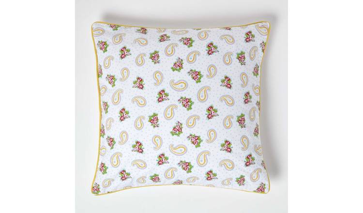 Homescapes White Cotton Paisley & Dots Cushion Cover - 60 x 60 cm