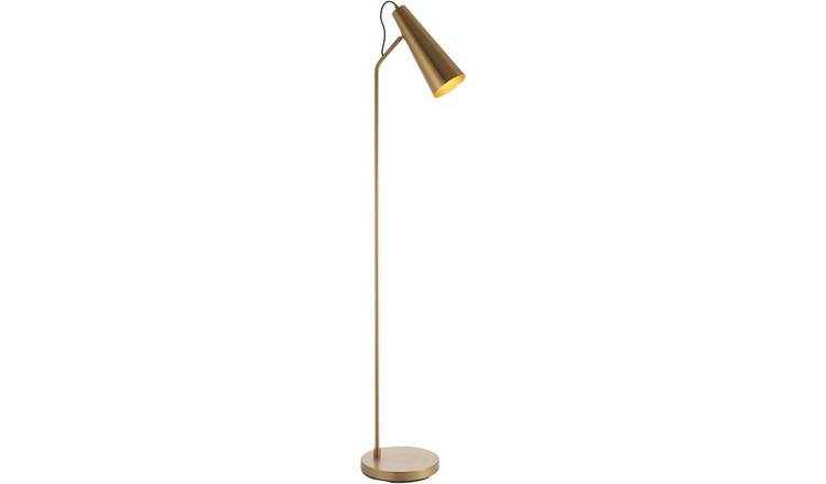 Loops Direct Steel Floor Lamp LED Adjustable Head - Warm Antique Brass