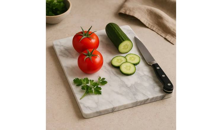Orsina Marmore Marble Chopping and Serving Board - White