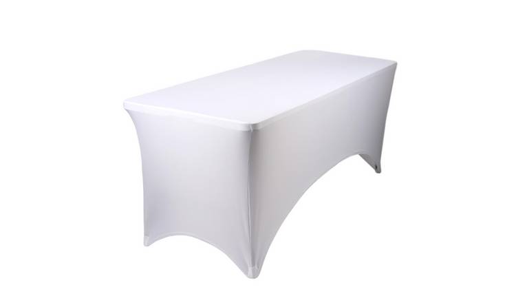 Harbour Housewares Rectangular Spandex Fitted Tablecloth - 6ft (180cm) - White
