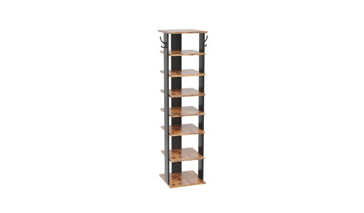 Living and Home 8 Shelf Entryway Shoe Rack - Brown and Black