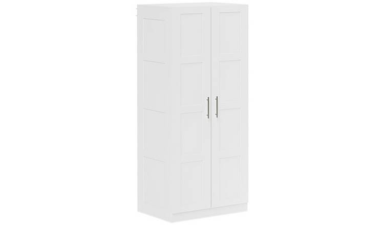 HOMCOM 2 Door Wardrobe with Shelves & Hanging Rail – White