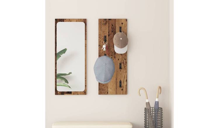 Walplus Engineered Wood Wall-Mounted Coat Rack - Old wood - 30 x 1.5 x 80 cm