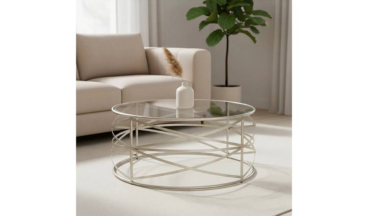 Orsina Glass Round Coffee Table - Silver