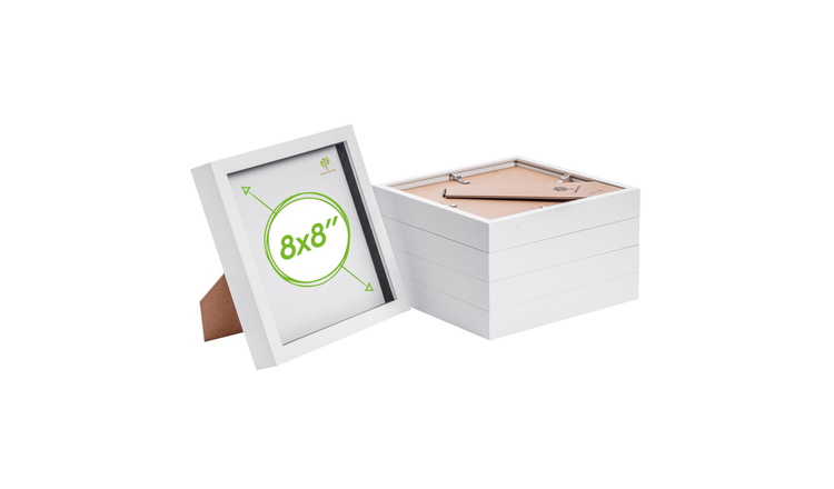 Nicola Spring 3D Box Photo Frames - 8 x 8" and 6 x 6" Mount - White - Pack of 5