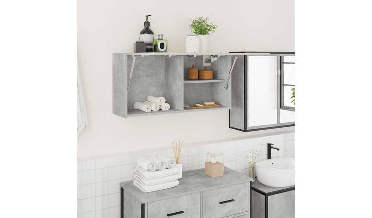 Walplus Engineered Wood Bathroom Wall Cabinet - Concrete Grey - 80 x 25 x 40 cm