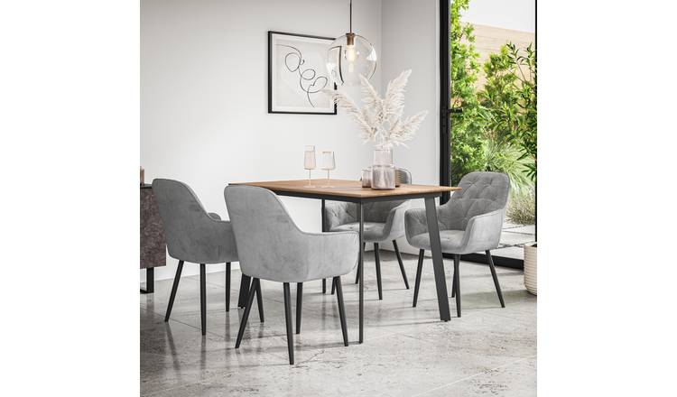 Furniture Online Haydon Anika Oak Effect Dining Table & 6 Grey Chairs