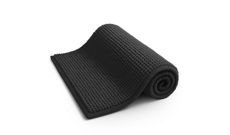Keplin Chenille Non-Slip Microfibre Bath Mat - 40 x 60cm - Black