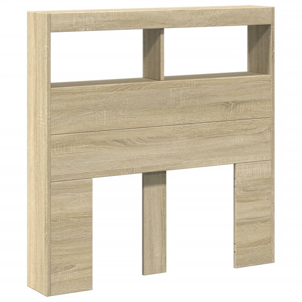 Walplus Engineered Wood LED Headboard Cabinet - Light Oak - 100 x 17 x 102 cm - Image 3